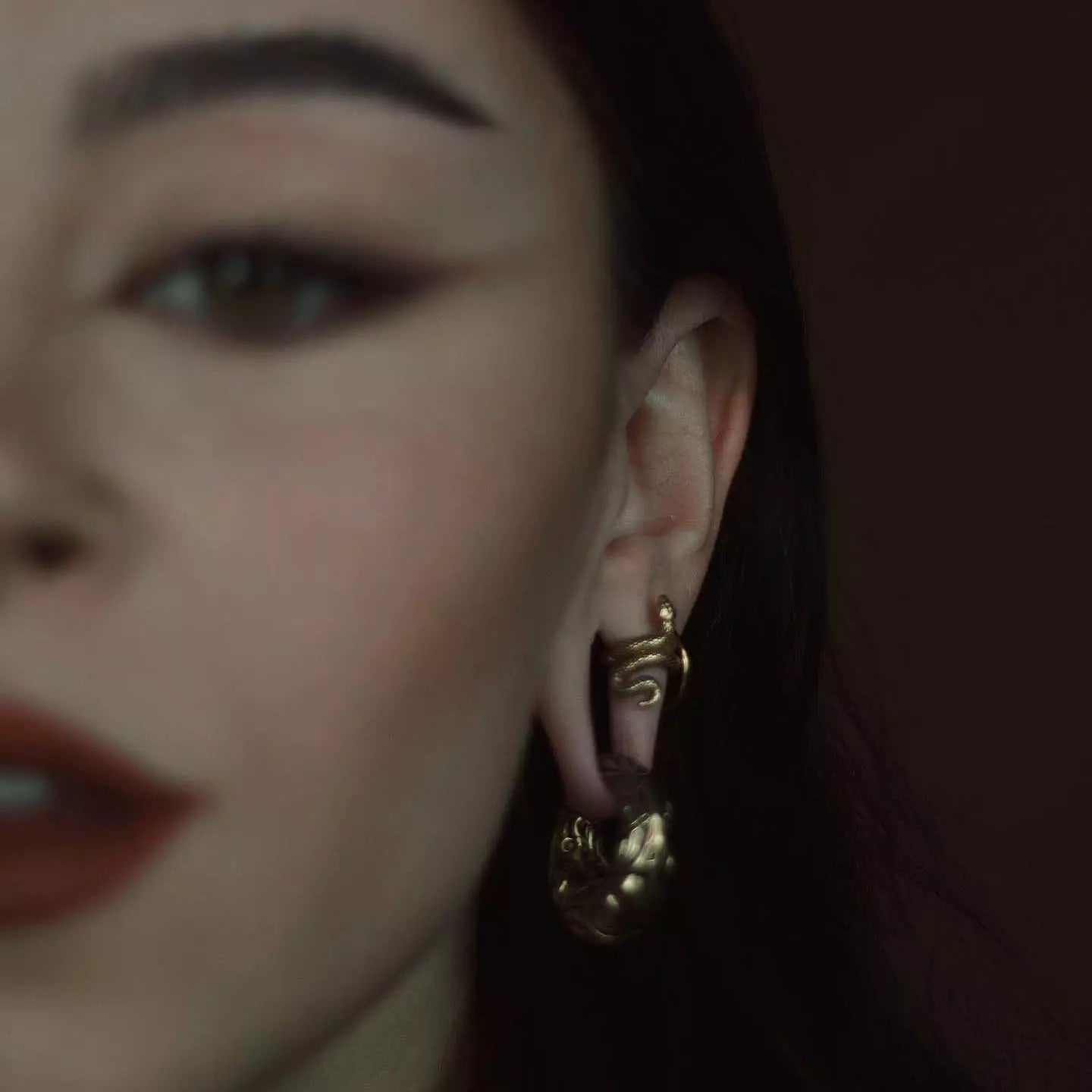 Cuff Lobe Snake en acero inoxidable 316L con diseño de serpiente, ideal para expansiones desde 6mm. Disponible en plateado.