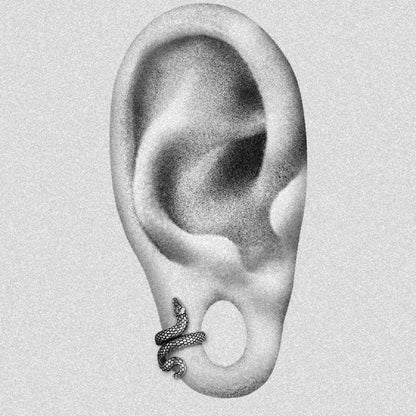 Cuff Lobe Snake en acero inoxidable 316L con diseño de serpiente, ideal para expansiones desde 6mm. Disponible en plateado.