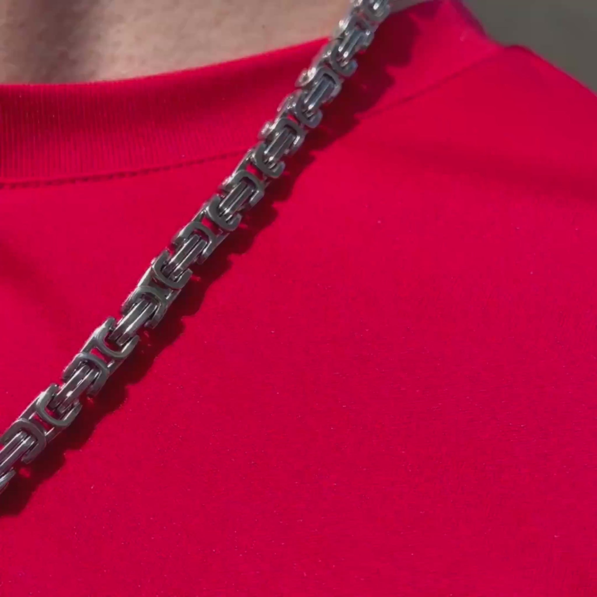 Collar acero inoxidable plateado eslabones bizantinos no oxida no mancha duradero joyeria alternativa obsidian loops